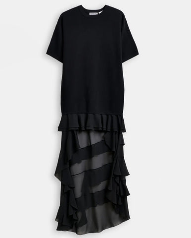 Igraine Ruffle Midi Dress - Navy Combo