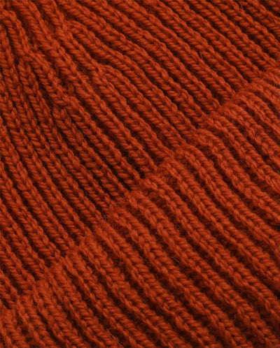 Merino Classic Rib Beanie - Rust Red