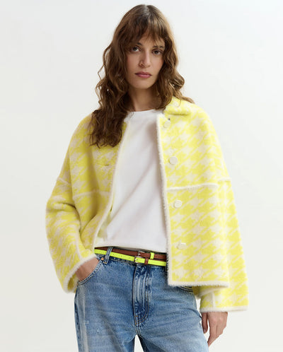 Joking Knit Jacket with collar - Lemon