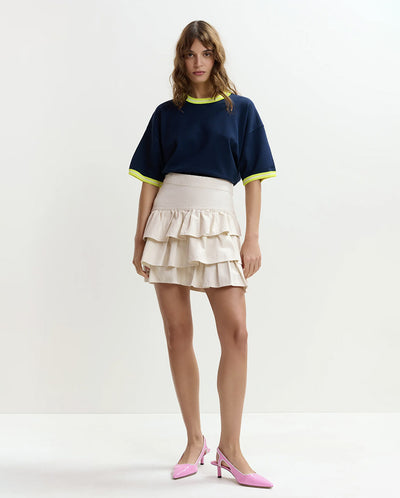 Jila Colour Denim Mini Skirt - Vanilla Cream