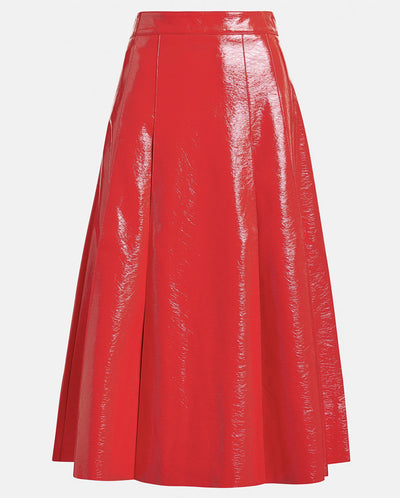 Jib Faux Leather Midi Skirt - Orange