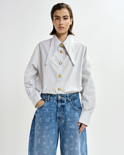 Jomato Pointy Collar Shirt - Nile Blue