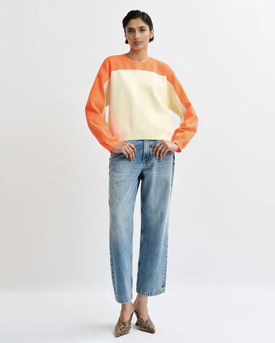 Joto Bicolour Knit  - Off white Orange Flouro