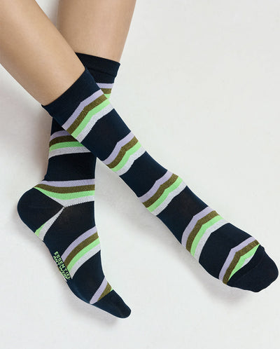 Joyz Striped Socks - Navy Stripe