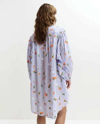 Jalen Embroidered Mini Dress - Lake Blue Combo