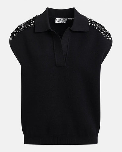 Joline Embroidered Polo - Black