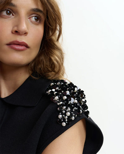 Joline Embroidered Polo - Black