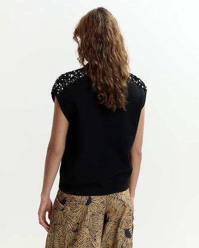 Joline Embroidered Polo - Black