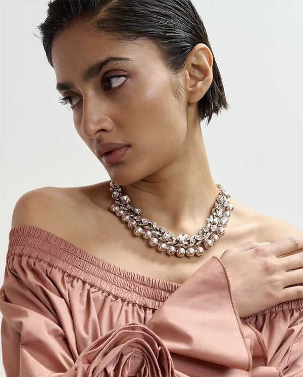 Jecki Rhinestone Necklace - Silver