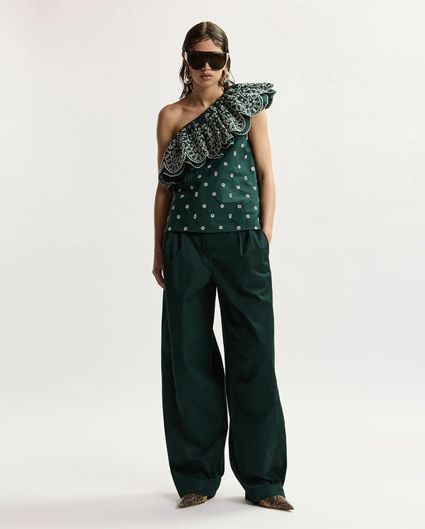Kurry Barrel Leg Pant - Bottle Green
