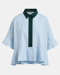 Kaylee Peplum Ruffle Shirt - Aquamarine