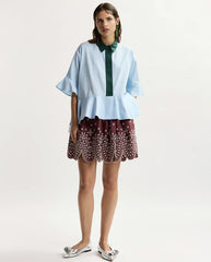Kaylee Peplum Ruffle Shirt - Aquamarine