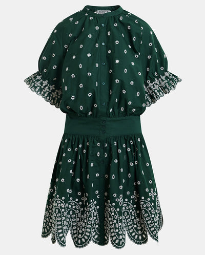 Kaylani Scallop Edge Dress - Bottle Green