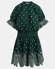 Kaylani Scallop Edge Dress - Bottle Green