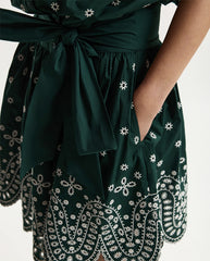 Kaylani Scallop Edge Dress - Bottle Green