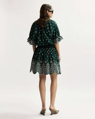 Kaylani Scallop Edge Dress - Bottle Green