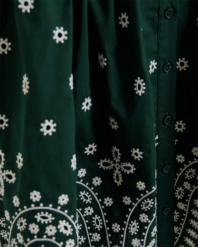 Kaylani Scallop Edge Dress - Bottle Green