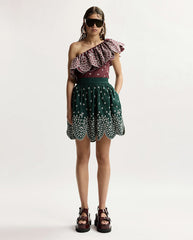 Karter Scallop Edge Miniskirt - Bottle Green