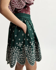 Karter Scallop Edge Miniskirt - Bottle Green