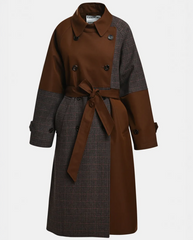 Kagu Patchwork Trench Coat - Brown/Grey