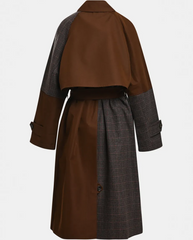 Kagu Patchwork Trench Coat - Brown/Grey