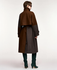 Kagu Patchwork Trench Coat - Brown/Grey