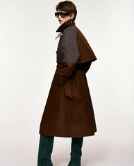 Kagu Patchwork Trench Coat - Brown/Grey