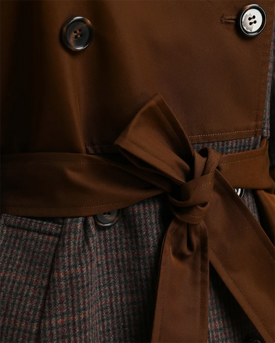 Kagu Patchwork Trench Coat - Brown/Grey