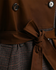 Kagu Patchwork Trench Coat - Brown/Grey
