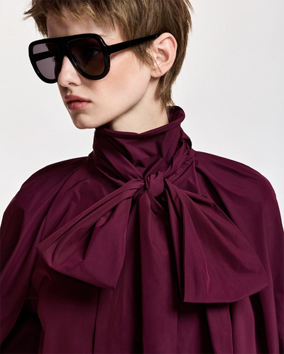 Keily Pussy Bow Tie Top - Wine Not