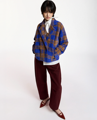 Karreau Check Cardigan - indigo Ink