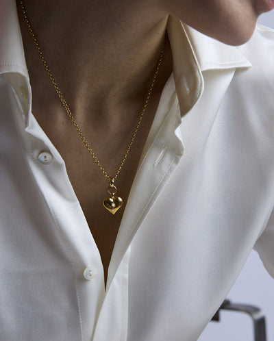 Small Gold Heart On Belcher Chain - 60cm