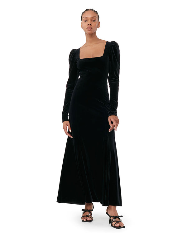 Velvet Jersey Maxi Dress BLACK