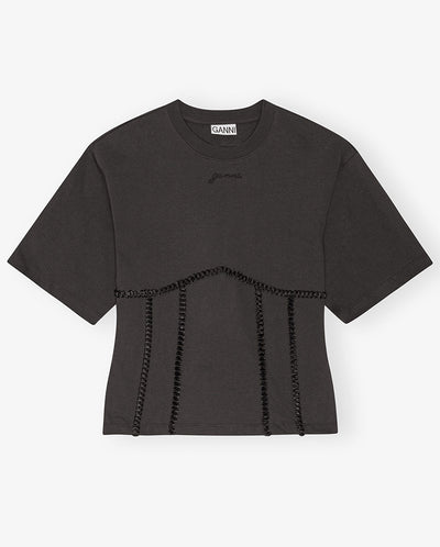 Tie back waist T.Shirt BLACK
