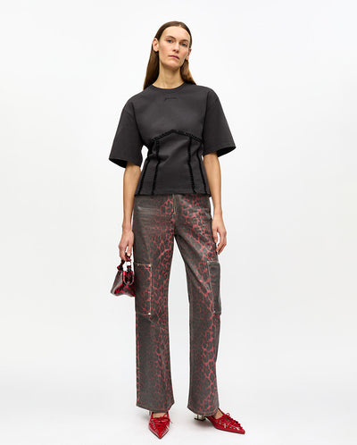 Tie back waist T.Shirt BLACK
