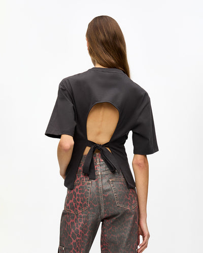 Tie back waist T.Shirt BLACK