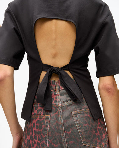 Tie back waist T.Shirt BLACK