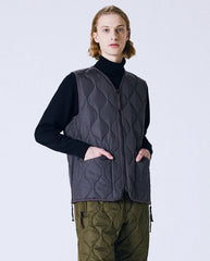 Military V Neck Down Vest - Dark Olive