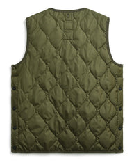 Military V Neck Down Vest - Dark Olive