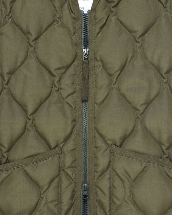 Military V Neck Down Vest - Dark Olive