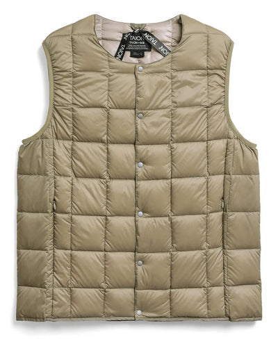 Men's Crew Neck Button Down Vest - Khaki