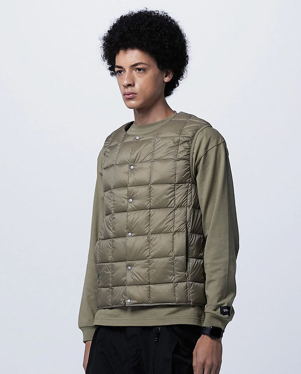 Men's Crew Neck Button Down Vest - Khaki