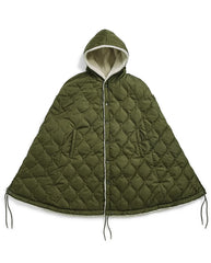 Military Down Cape - D.Olive / Cream
