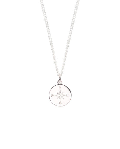 Large Silver Compass Necklace