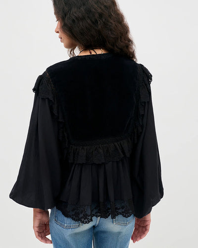 Diann Top Lilly Embroidery - Black