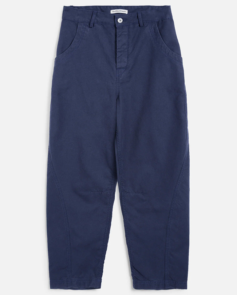 Twisted Seam Jacquard Trouser - Navy