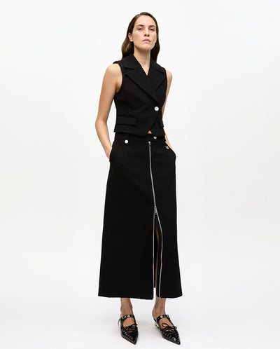 Bonded Crepe Vest BLACK