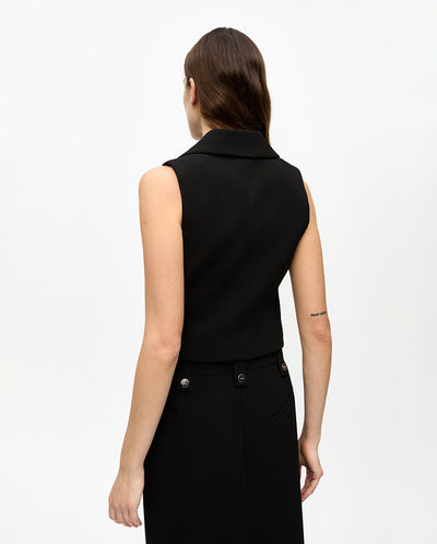 Bonded Crepe Vest BLACK