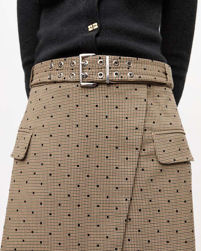 Flock Check suiting Skirt Tigers Eye