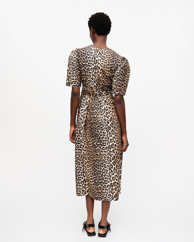 Printed Cotton Tie Dress Leopard